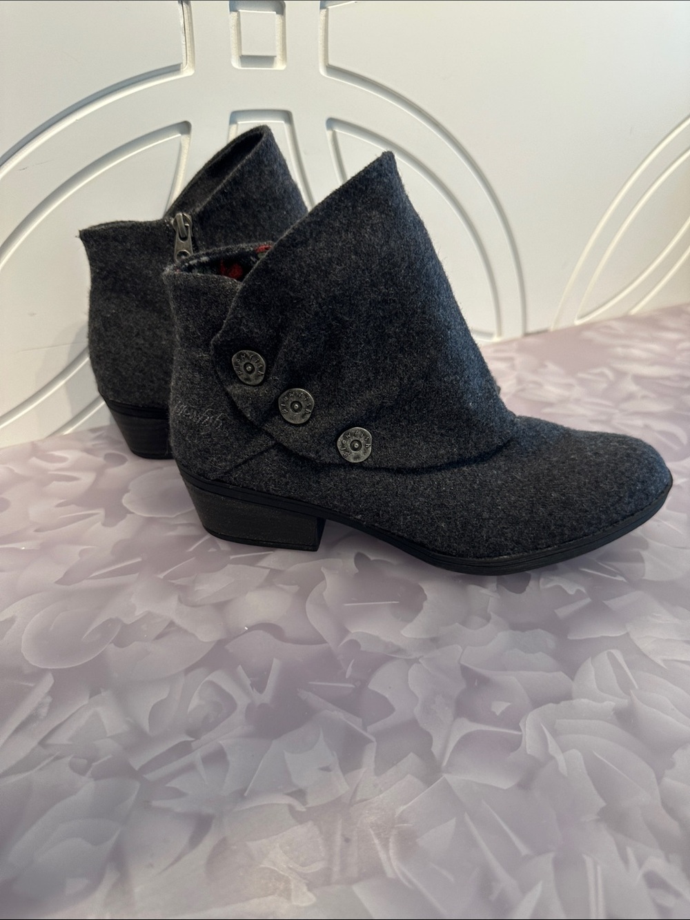 Women's Blowfish Dark Gray Fold-Over Button Ankle Boots